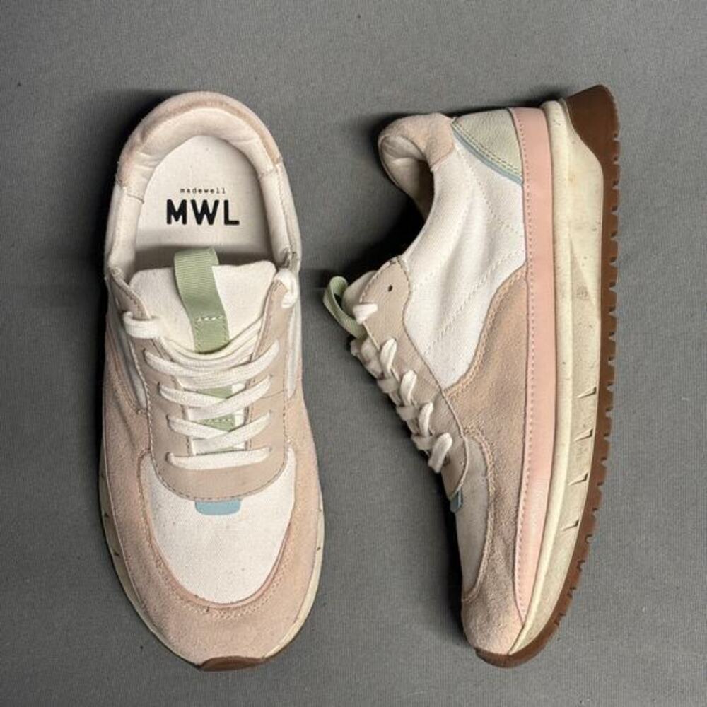 Madewell Kickoff Trainer Sneakers‎ in Neutral Colorblock Leather Women's - Picture 2 of 14